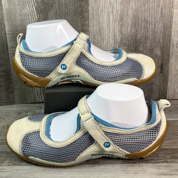 Merrell | Shoes | Merrell Siren Wrap Mary Jane Grey Blue Mesh Suede ...